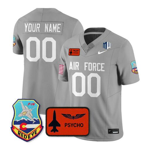 Men's Air Force Falcons Active Player Custom Gray 2025 F.U.S.E. Honor F-16 Vapor Limited Stitched Jersey